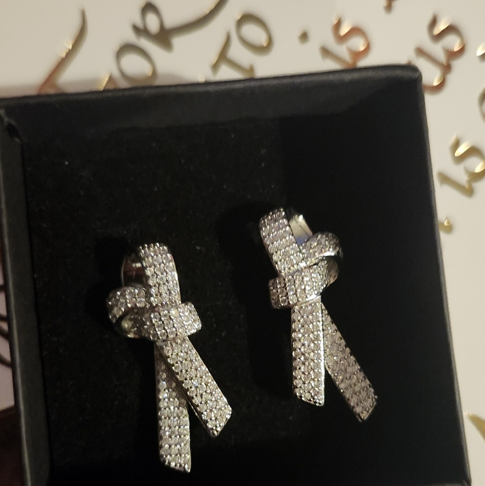 Micro Pave Bowknot Moissanite Diamond Earrings
